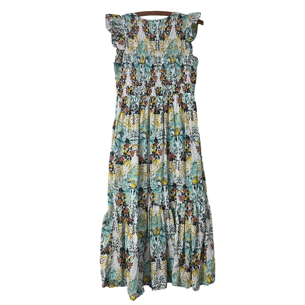Anthropologie Multicolor Fruit Botanical Smocked Button Maxi Dress Womens SZ XS - Picture 4 of 6